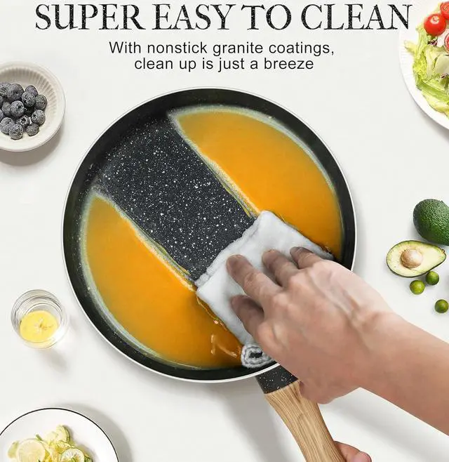 Alt view image 5 of 7 - MICHELANGELO Saucepan Set, Nonstick Sauce Pans with Granite Coatings, Stone Sauce Pan with Lids, Non Stick Pot Sets, Sauce Pots 3 Piece, 1Qt, 2Qt & 3Qt