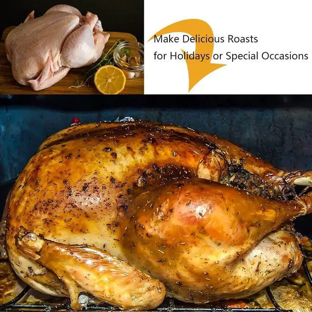 Alt view image 4 of 7 - Kitcom Nonstick Roasting Pan with Rack, 16 Inch x 11.5 Inch Rectangular Roaster Set for Roasting Turkey, Chicken, Meat and Veggies, Gray