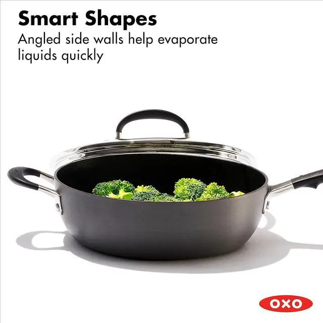 Alt view image 4 of 7 - OXO Good Grips 10 Piece Cookware Pots and Pans Set, 3-Layered German Engineered Nonstick Coating, Stainless Steel Handle with Nonslip Silicone, Gray
