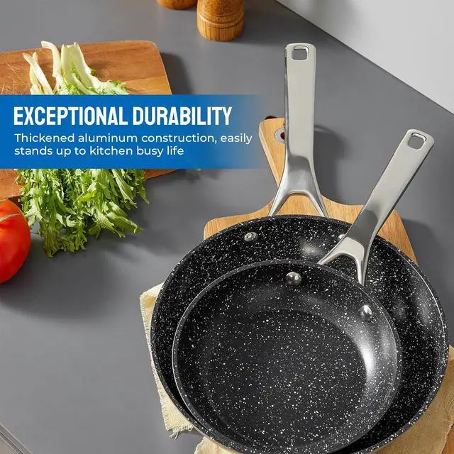 Alt view image 4 of 7 - Induction Cookware Nonstick, BEZIA Pots and Pans Set for Induction Cooktop, Compatible with All Stoves, Dishwasher Safe Kitchen Cooking Pan Set with Frying Pans, Saucepans & Stockpot, 10-Piece (Grey)