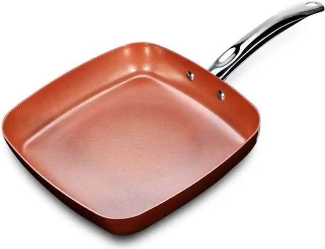 Alt view image 2 of 7 - SURLAZ Pan Non-Stick Copper Square Frying Pan Skillet with Ceramic Coating Oven Dishwasher Safe Cooking pots and Pans