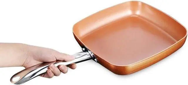 Alt view image 3 of 7 - SURLAZ Pan Non-Stick Copper Square Frying Pan Skillet with Ceramic Coating Oven Dishwasher Safe Cooking pots and Pans