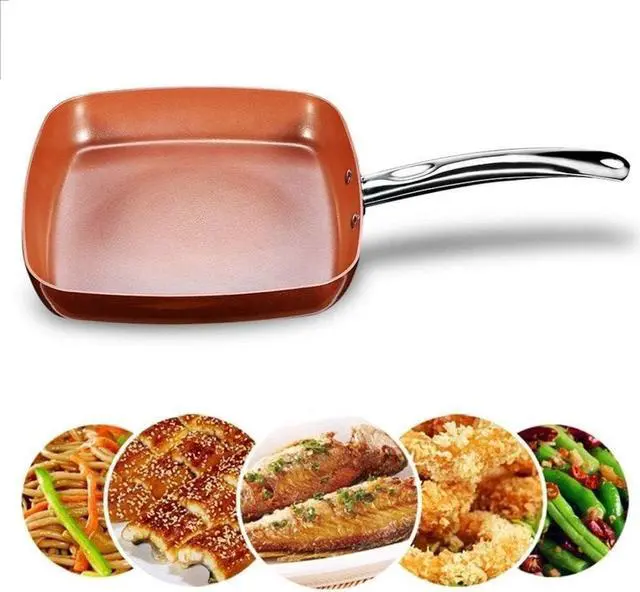 Alt view image 6 of 7 - SURLAZ Pan Non-Stick Copper Square Frying Pan Skillet with Ceramic Coating Oven Dishwasher Safe Cooking pots and Pans