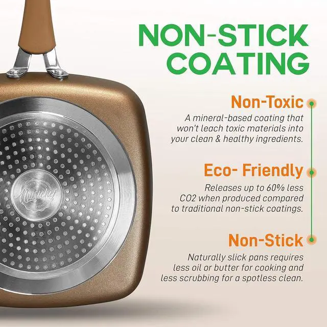 Alt view image 4 of 5 - NutriChef Grill Pan 9.45'' Durable Stylish Non-stick High-Qualified Cookware, Induction PTFE/PFOA/PFOS-Free Heat Resistant Lacquer Kitchen Ware, Compatible with Models: NCCW14S & NCCW20S, 1
