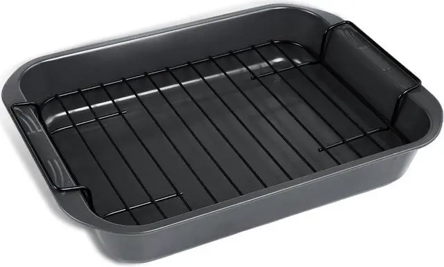 Main image of kitCom Bakeware Nonstick Roaster, Nonstick Roasting Pan with Rack, Great For Roast Chicken, Roasts And Turkeys - 15 Inch x 11 Inch (5.8 QT), Gray