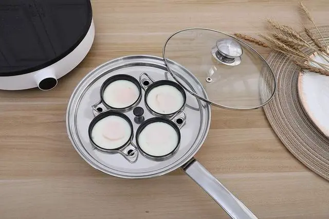 Alt view image 5 of 7 - Egg Poacher Pan - Stainless Steel Poached Egg Cooker  Perfect Poached Egg Maker  Induction Cooktop Egg Poachers Cookware Set with 4 Nonstick Large PFOA FREE Egg Poacher Cups and Silicone Spatula