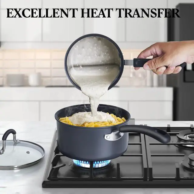 Alt view image 3 of 7 - Cook N Home Professional Hard Anodized Nonstick Saucepan with Lid, 2.5-Quart, Black