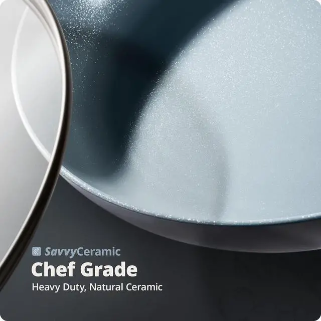 Alt view image 2 of 6 - Greater Goods Chef's Grade Ceramic Nonstick Cookware Set - 12 Piece, Pots and Pans Set with Lids, Midnight Gray