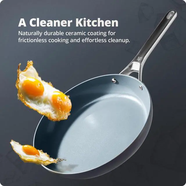 Alt view image 5 of 6 - Greater Goods Chef's Grade Ceramic Nonstick Cookware Set - 12 Piece, Pots and Pans Set with Lids, Midnight Gray