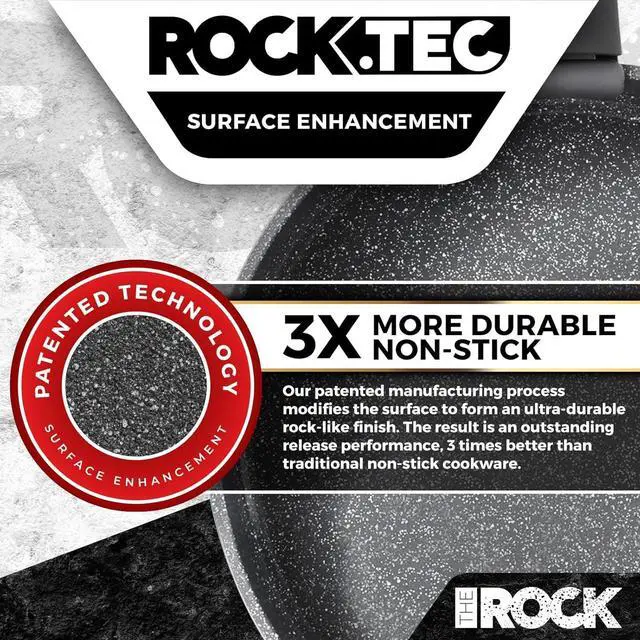 Alt view image 2 of 7 - THE ROCK SMART SPACE Ceramic 16pc Nonstick Pots and Pans Set with ROCK.TEC, Cookware Set with Detachable Handles, Scratch/Stain/Crack Proof, Oven & Dishwasher Safe, PFAS & PFOA Free, Grey