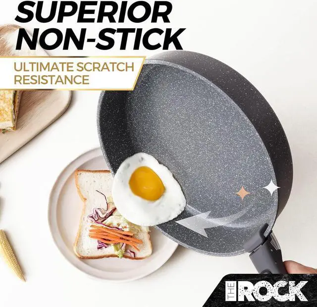Alt view image 5 of 7 - THE ROCK SMART SPACE Ceramic 16pc Nonstick Pots and Pans Set with ROCK.TEC, Cookware Set with Detachable Handles, Scratch/Stain/Crack Proof, Oven & Dishwasher Safe, PFAS & PFOA Free, Grey