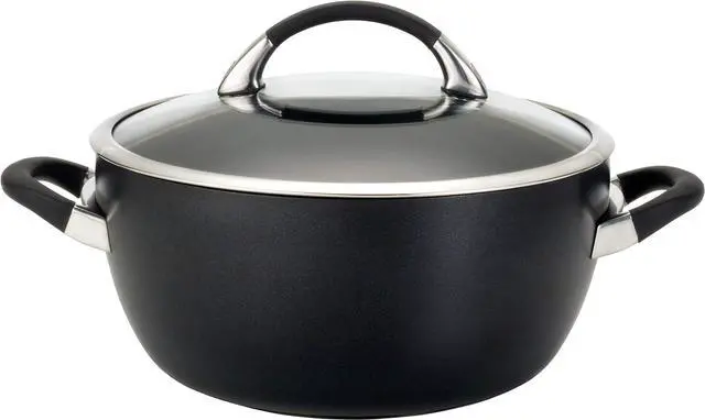 Main image of Circulon Symmetry Hard Anodized Nonstick Casserole Dish/Casserole Pan with Lid - 5.5 Quart, Black
