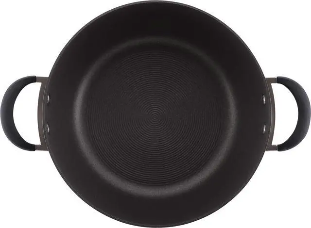 Alt view image 3 of 6 - Circulon Symmetry Hard Anodized Nonstick Casserole Dish/Casserole Pan with Lid - 5.5 Quart, Black