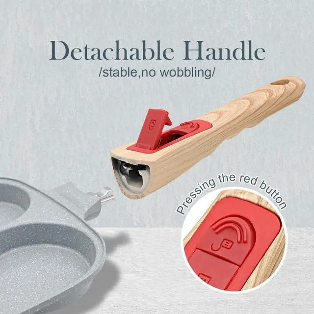 Alt view image 3 of 6 - Ceramic Egg Frying Pan, Nonstick 4 Cup Fried Egg Pan with Detachable Handle, Omelette Pan Induction Compatible - Blue