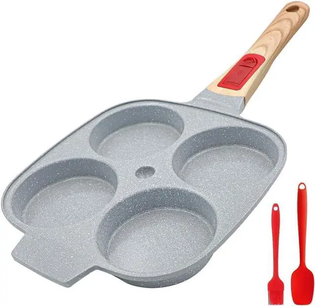 Main image of Ceramic Egg Frying Pan, Nonstick 4 Cup Fried Egg Pan with Detachable Handle, Omelette Pan Induction Compatible - Blue