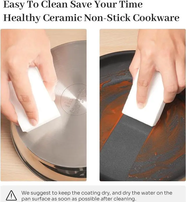 Alt view image 6 of 7 - ZHANG XIAO QUAN SINCE 1628 Non Toxic Stainless Steel Pan, Ceramic Coated Frying Pan, Omelette Pan Nonstick, Nonstick Frying Pan 9.5 Inch, Works on Induction, Electric Stove and Gas Cooktops
