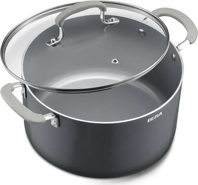 Main image of 8 Quart Pot with Lid, BEZIA Ceramic Nonstick Stock Pot with Lid, Induction Ready, Large Cooking Pot with Silicone Handle, Compatible with All Cooktops, Dishwasher Safe