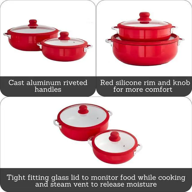 Alt view image 2 of 7 - IMUSA USA Ceramic Nonstick Caldero Set 2-Piece, Red