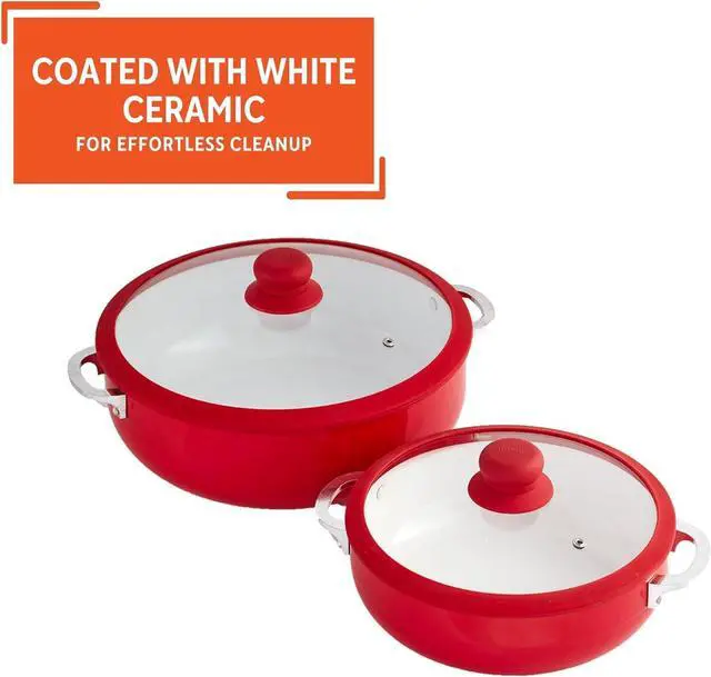 Alt view image 4 of 7 - IMUSA USA Ceramic Nonstick Caldero Set 2-Piece, Red