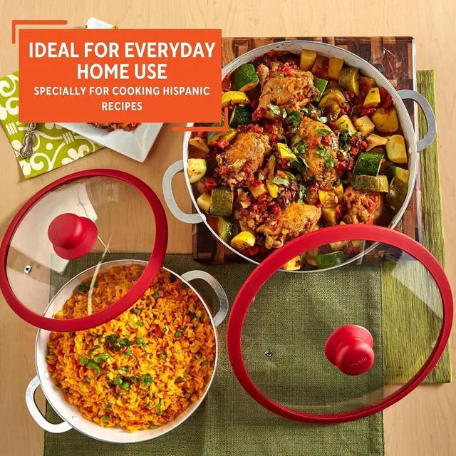 Alt view image 7 of 7 - IMUSA USA Ceramic Nonstick Caldero Set 2-Piece, Red