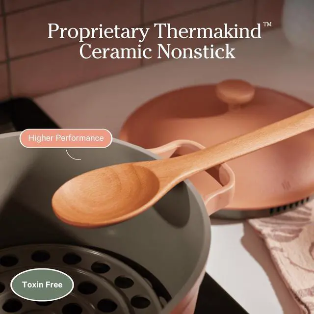 Alt view image 4 of 7 - Our Place Perfect Pot - 5.5 Qt. Nonstick Ceramic Sauce Pan with Lid | Versatile Cookware for Stovetop and Oven | Steam, Bake, Braise, Roast | PTFE and PFOA-Free | Toxin-Free, Easy to Clean | Char