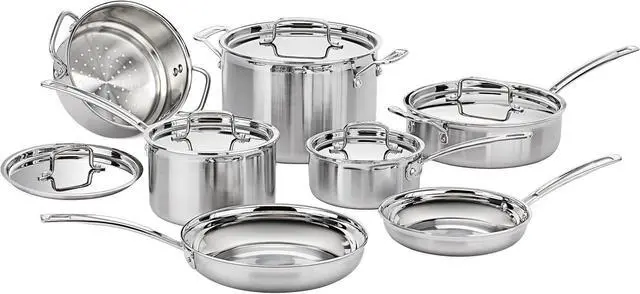 Main image of Cuisinart 12 Piece Cookware Set, MultiClad Pro Triple Ply, Silver, MCP-12N
