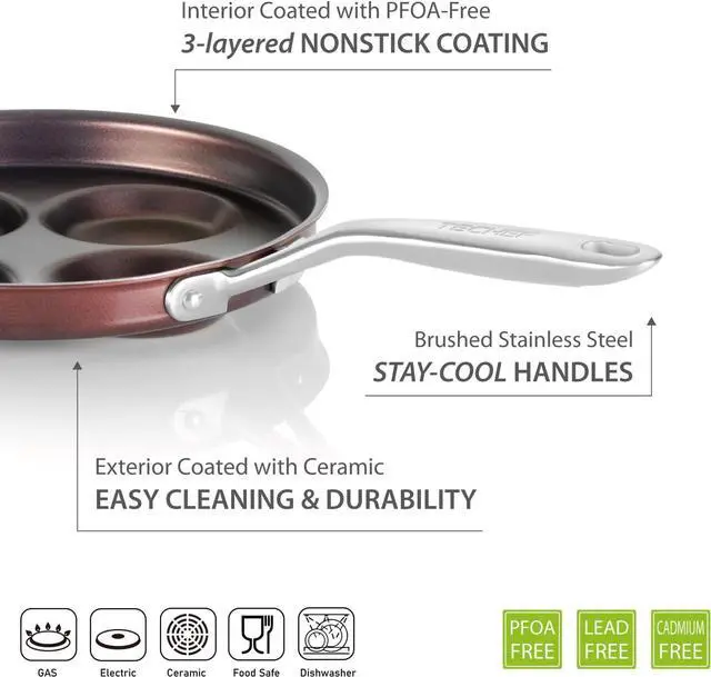 Alt view image 6 of 7 - TECHEF - Eggcelente Pan, Plett Pan, Multi Egg Pan, 4-Cup Egg Frying Pan, Nonstick Egg Cooker Pan, (Made in Korea) (Purple)