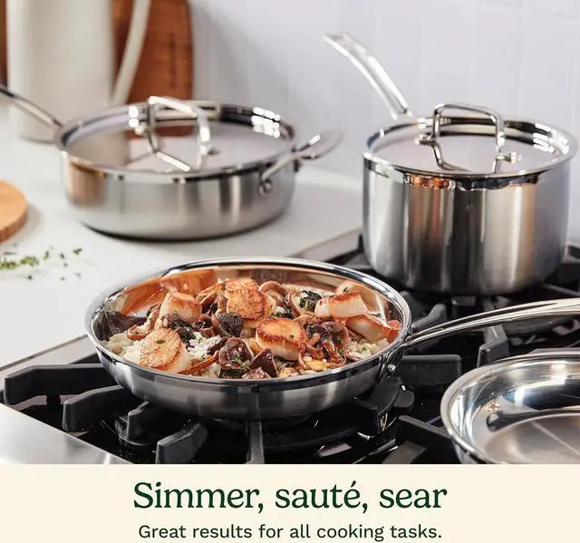 Alt view image 2 of 6 - Cuisinart 12 Piece Cookware Set, MultiClad Pro Triple Ply, Silver, MCP-12N