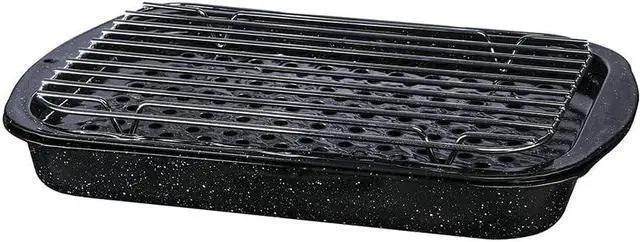 Alt view image 2 of 7 - Granite Ware 3 piece multiuse set. Enameled steel bake, broiler pan, and grill with rack. Versatile for oven and direct fire cooking. Resists up to 932°F.