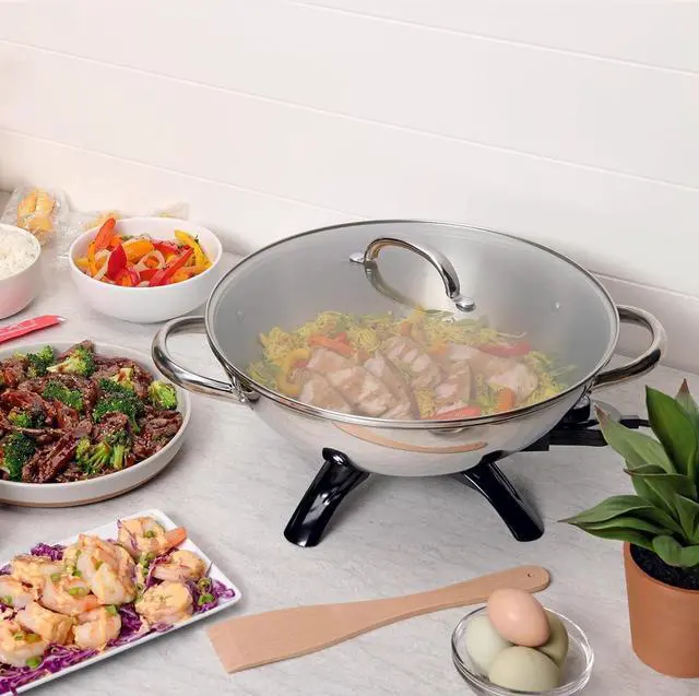 Alt view image 4 of 5 - Presto 5900 1500-Watt Stainless-Steel Electric Wok