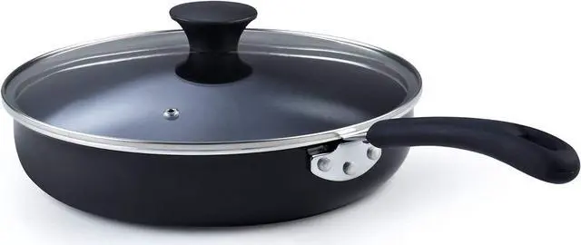 Alt view image 3 of 5 - Cook N Home 10.5-Inch/3.5 Quart Nonstick Deep Saute Fry Pan/Jumbo Cooker with Lid, Black