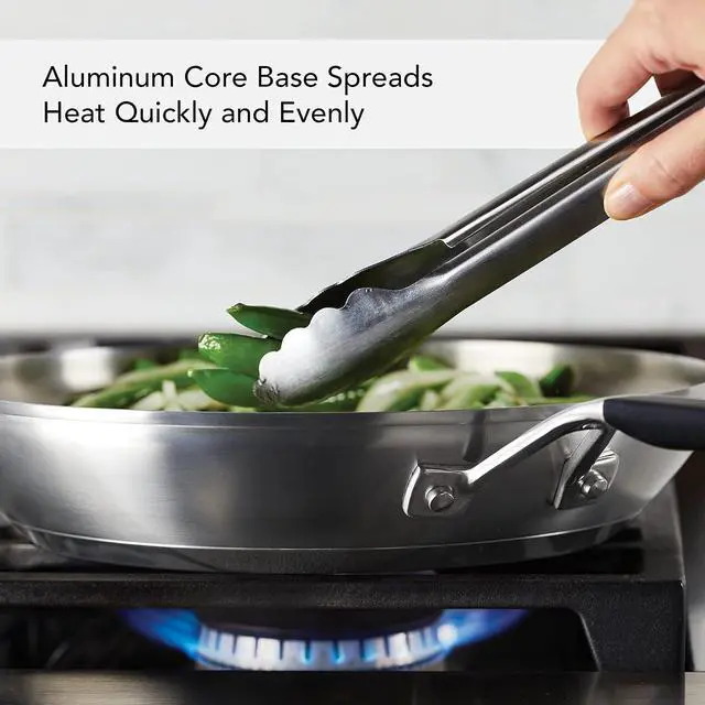 Alt view image 3 of 7 - KitchenAid Stainless Steel Frying Pan/Skillet, 12 Inch, Brushed Stainless Steel