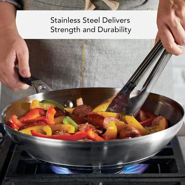 Alt view image 4 of 7 - KitchenAid Stainless Steel Frying Pan/Skillet, 12 Inch, Brushed Stainless Steel