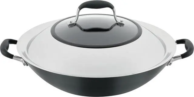 Main image of Anolon Advanced Home Hard-Anodized Nonstick Open Stock Cookware- Woks (14-Inch Covered Wok, Onyx)