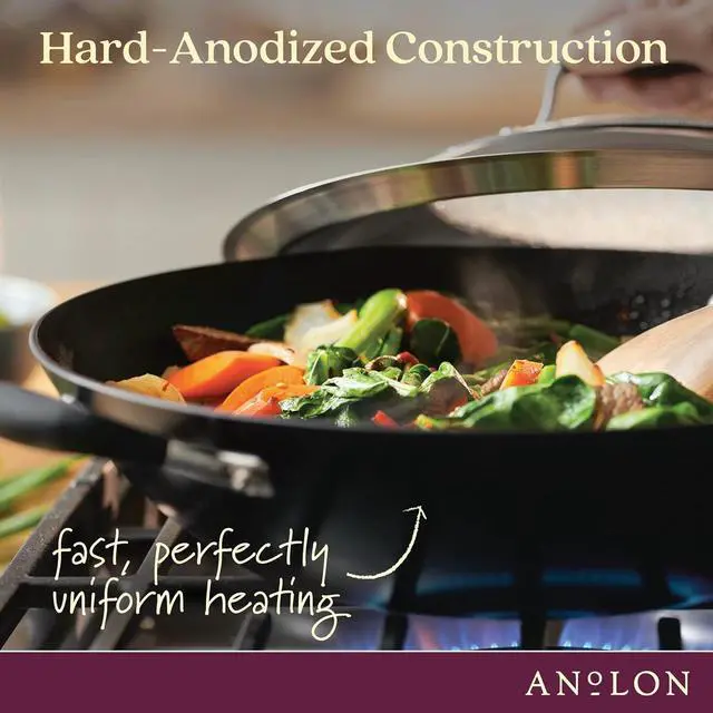 Alt view image 3 of 7 - Anolon Advanced Home Hard-Anodized Nonstick Open Stock Cookware- Woks (14-Inch Covered Wok, Onyx)