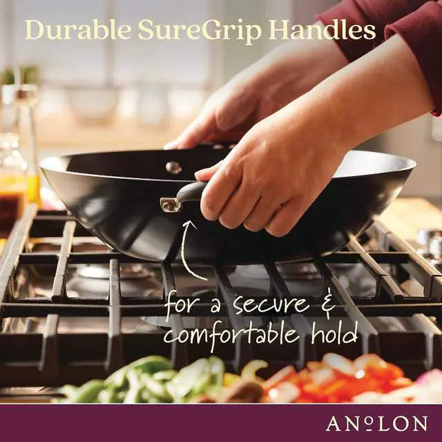 Alt view image 5 of 7 - Anolon Advanced Home Hard-Anodized Nonstick Open Stock Cookware- Woks (14-Inch Covered Wok, Onyx)