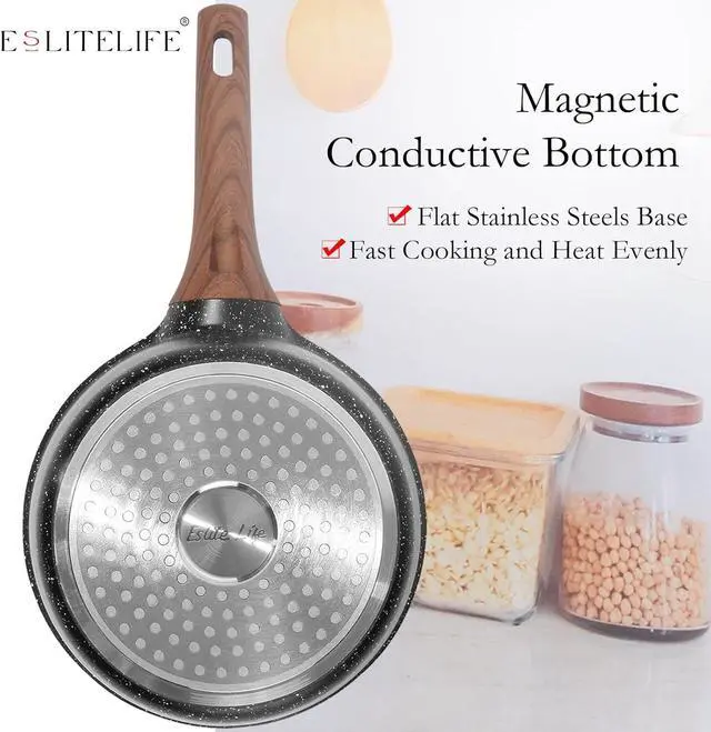 Alt view image 7 of 7 - ESLITE LIFE Nonstick Sauce Pan with Lid, 1.5 QT Small Soup Pot Compatible with All Stovetops (Gas, Electric & Induction), PFOA Free, Black