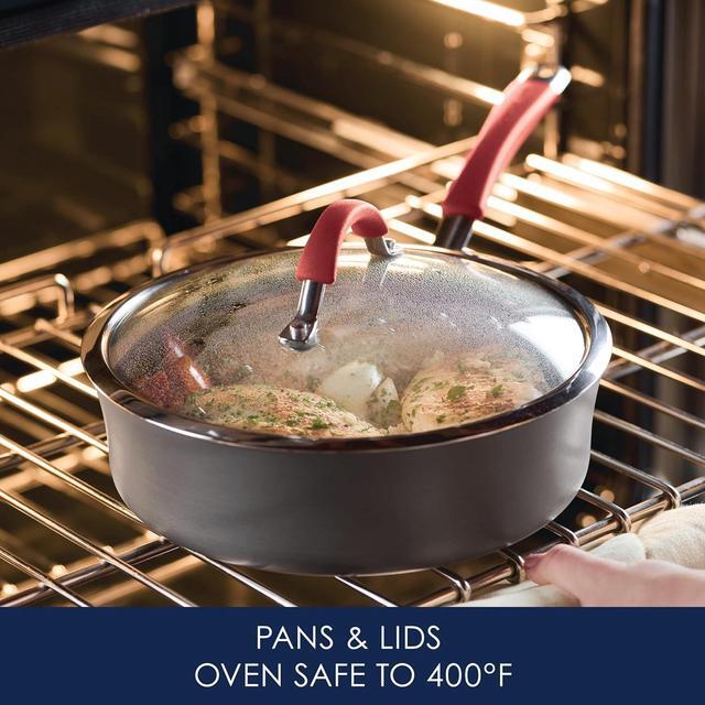 Alt view image 6 of 7 - Rachael Ray - 87630 Rachael Ray Cucina Hard Anodized Nonstick Cookware Pots and Pans Set, 12 Piece, Gray with Red Handles