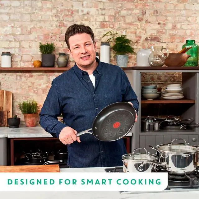 Alt view image 4 of 7 - Tefal e304s244 Jamie Oliver x 2 Frying, 24-28 cm, 2 Piece Pan Set, Black/White