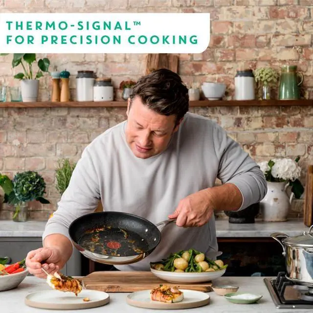 Alt view image 6 of 7 - Tefal e304s244 Jamie Oliver x 2 Frying, 24-28 cm, 2 Piece Pan Set, Black/White
