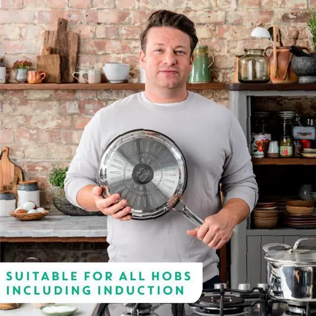 Alt view image 7 of 7 - Tefal e304s244 Jamie Oliver x 2 Frying, 24-28 cm, 2 Piece Pan Set, Black/White
