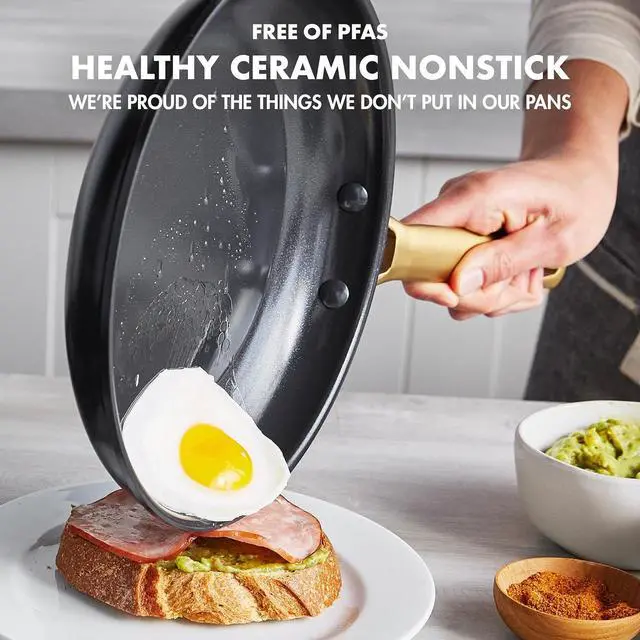 Alt view image 2 of 7 - GreenPan Reserve Hard Anodized Healthy Ceramic Nonstick 8" and 10" Frying Pan Skillet Set, Gold Handle, PFAS-Free, Dishwasher Safe, Oven Safe, Black