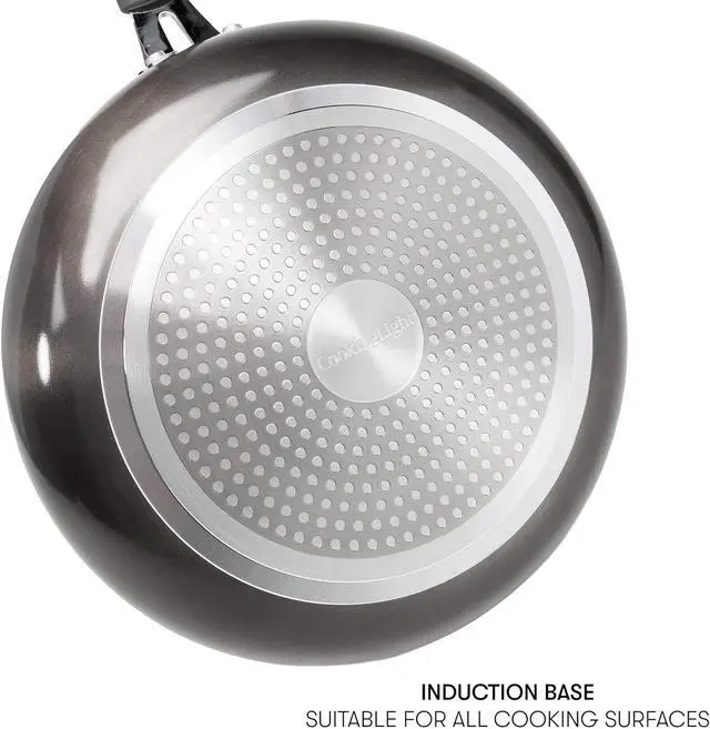 Alt view image 3 of 6 - Cooking Light Nonstick Ceramic Deep Cooker, Dishwasher Safe, Scratch Resistant, Easy Food Release Interior, Cool Touch Handle and Even Heating Base, 4-Quart Jumbo Cooker, Gray