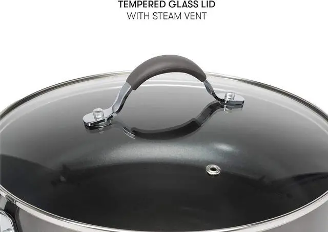 Alt view image 4 of 6 - Cooking Light Nonstick Ceramic Deep Cooker, Dishwasher Safe, Scratch Resistant, Easy Food Release Interior, Cool Touch Handle and Even Heating Base, 4-Quart Jumbo Cooker, Gray