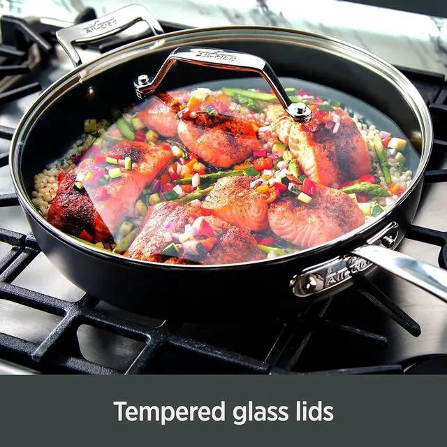 Alt view image 7 of 7 - All-Clad Essentials Hard Anodized Nonstick Fry & Sauce Pan Set 8.5 Inch , 2.5 Quart Oven Broiler Safe 500F Pots and Pans, Cookware Black