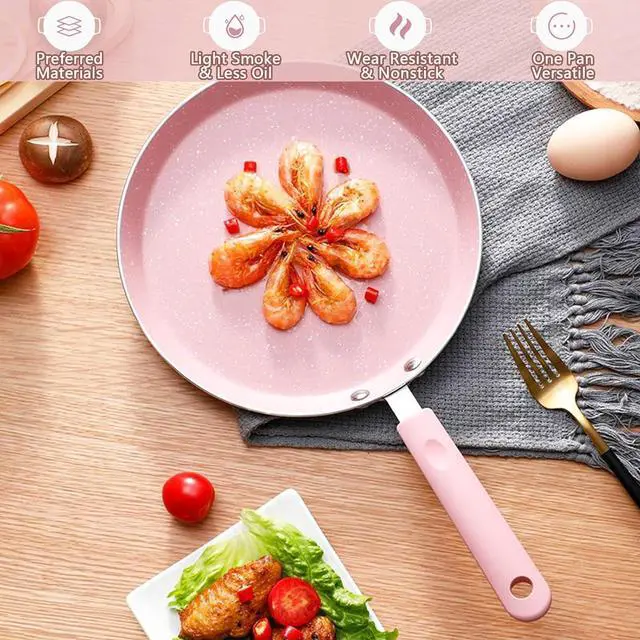 Alt view image 4 of 7 - JUSTUP Nonstick Frying Pan Set3 Piece Pots and Pans Set NonstickPink Kitchen Cookware Sets with Non Stick Pan Coating,10 Inch,8 Inch and 6 Inch Non Stick Cooking Set Suitable for All Stoves (Pink)