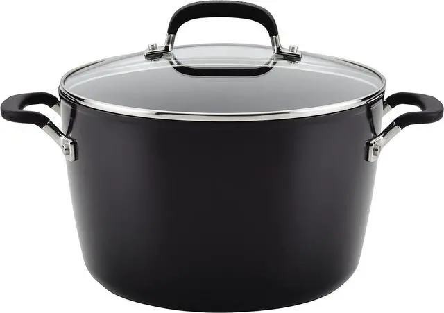 Main image of KitchenAid Hard Anodized Nonstick Stockpot with Lid, 8 Quart, Onyx Black