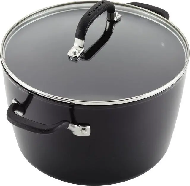 Alt view image 7 of 7 - KitchenAid Hard Anodized Nonstick Stockpot with Lid, 8 Quart, Onyx Black