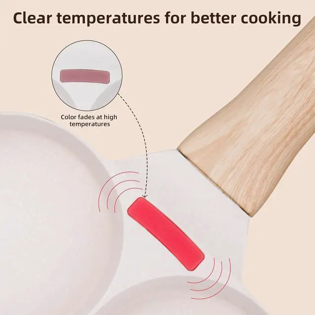 Alt view image 4 of 7 - 4-Cup Egg Frying Pan with Heat-Sensing Silicone Strip, Nonstick Granite-Coated Omelette Pan, Breakfast Skillet for Gas Stoves, Electric Stoves and Induction Cooktops