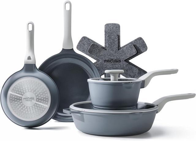 Innerwell Nonstick Frying Pan Set - 3-Piece Granite Cookware With Lids For All Stovetops